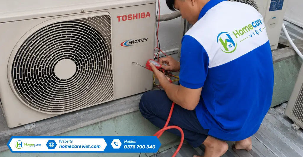 Bơm ga máy lạnh Toshiba cho cửa hàng tại phường Bình Trị Đông, quận Bình Tân