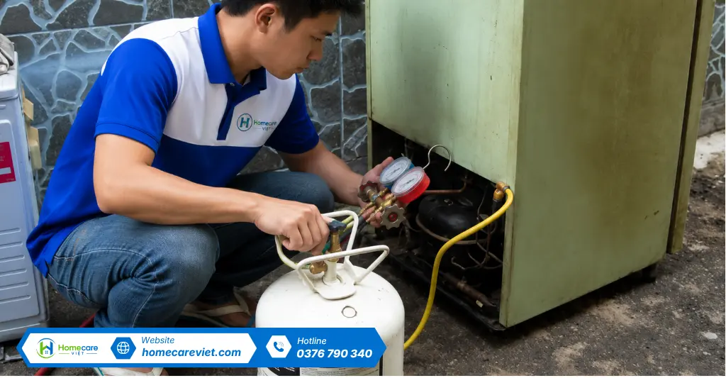 Bơm ga tủ lạnh tại phường Hiệp Thành, quận 12, TP.HCM