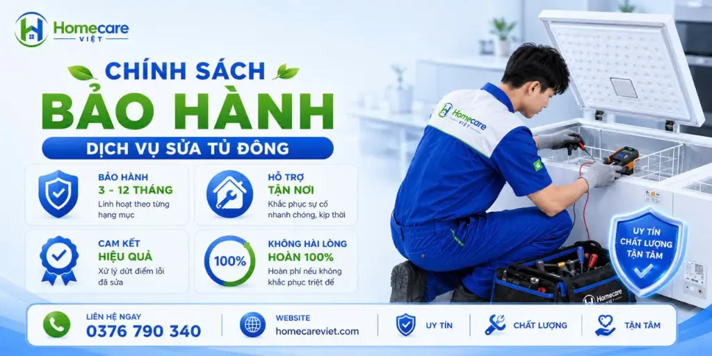 Chính sách bảo hành dịch vụ sửa tủ đông tại Homecare Việt