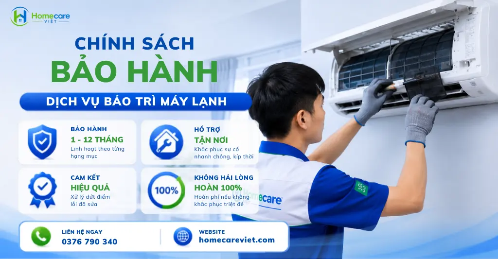 Chính sách bảo hành sau khi bảo trì máy lạnh tại Homecare Việt