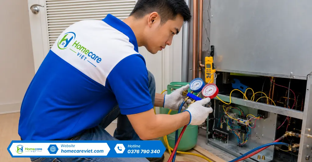 Dịch vụ bơm ga tủ lạnh tại Homecare Việt