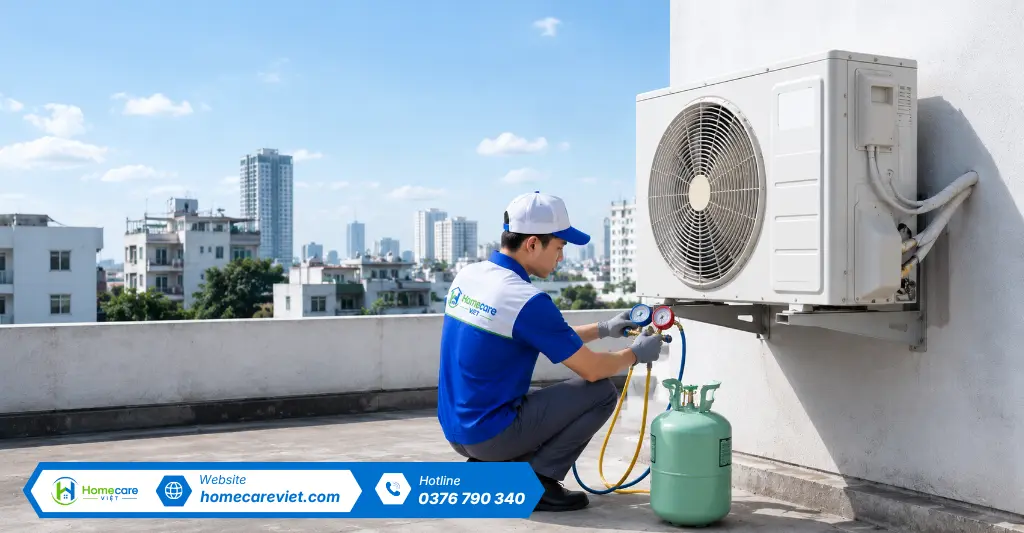 Giới thiệu dịch vụ bơm ga máy lạnh tại Homecare Việt