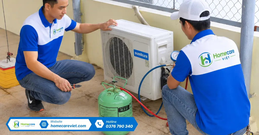 Quy trình bơm ga tủ lạnh tại Homecare Việt