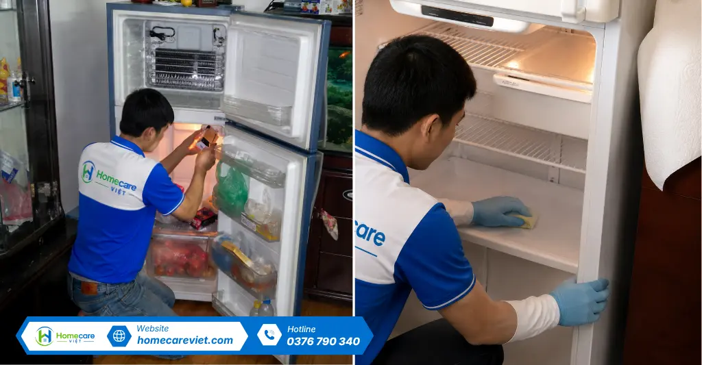 Quy trình vệ sinh tủ lạnh chuyên nghiệp tại Homecare Việt
