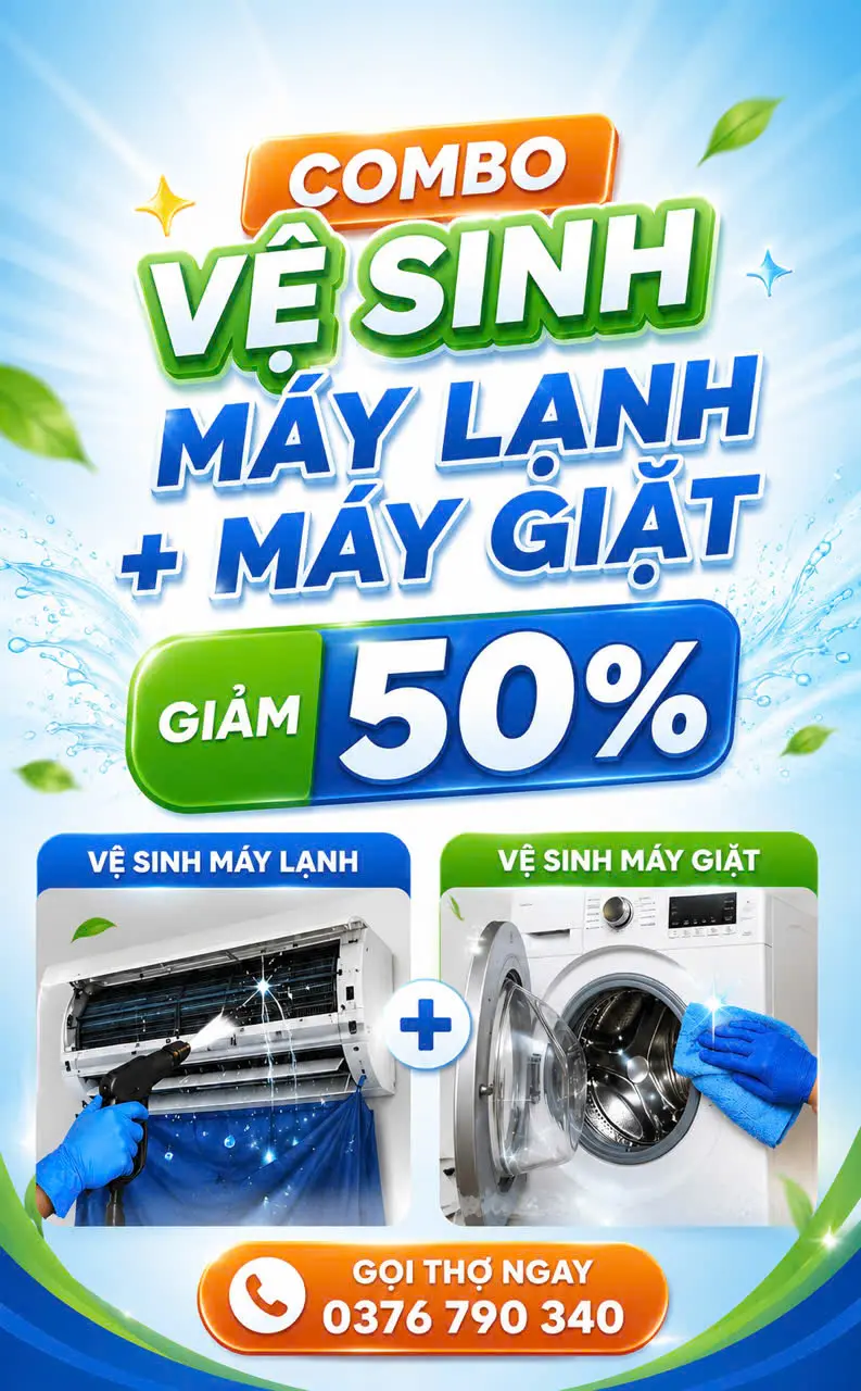Combo vệ sinh máy lạnh và máy giặt