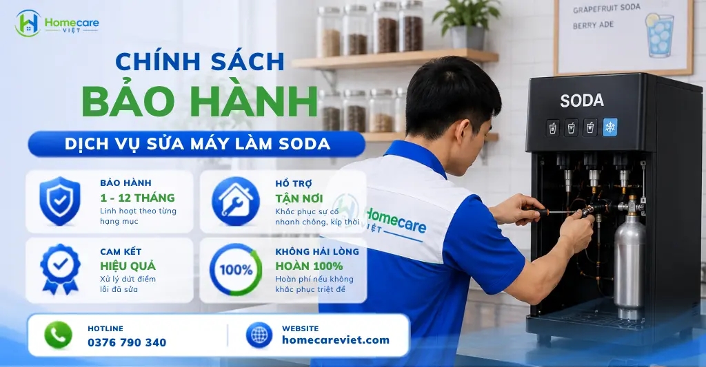 Chính sách bảo hành dịch vụ sửa máy làm soda tại Homecare Việt