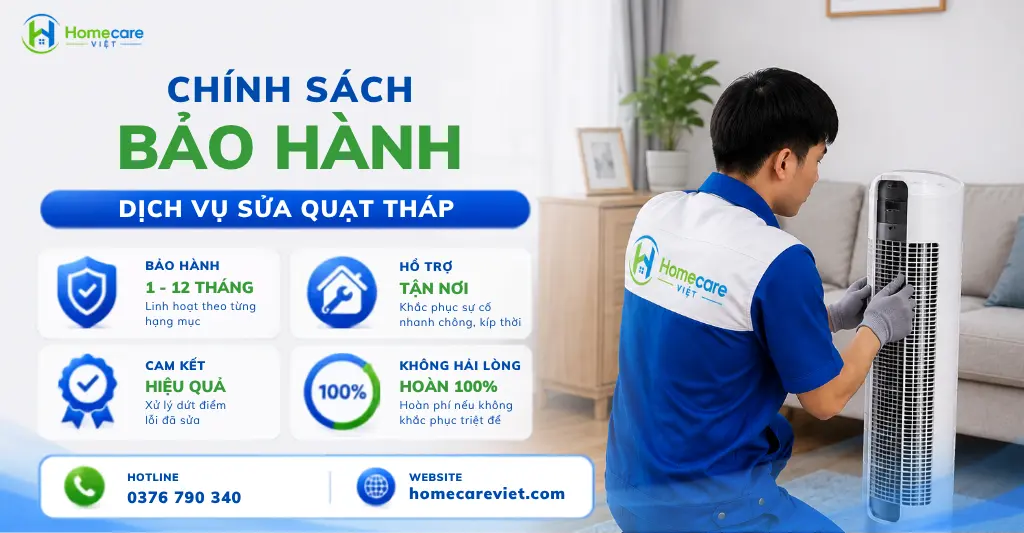 Chính sách bảo hành sau khi sửa quạt tháp tại Homecare Việt