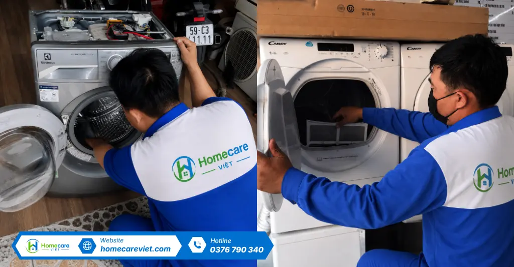 Quy trình các bước sửa máy sấy quần áo chuyên nghiệp tại Homecare Việt
