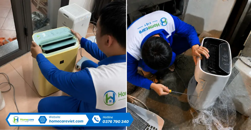 Quy trình sửa máy lọc không khí tại Homecare Việt