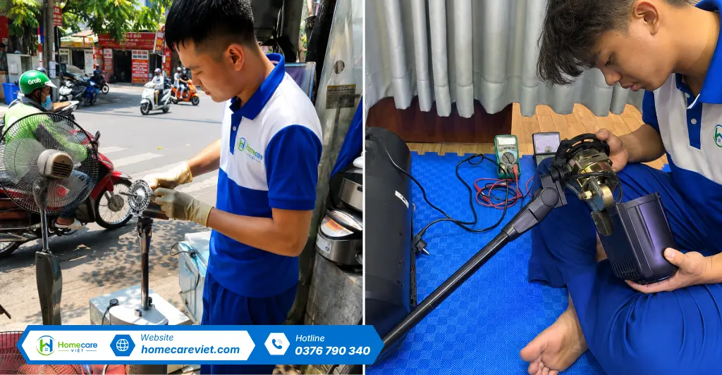 Quy trình sửa quạt phun sương tại Homecare Việt