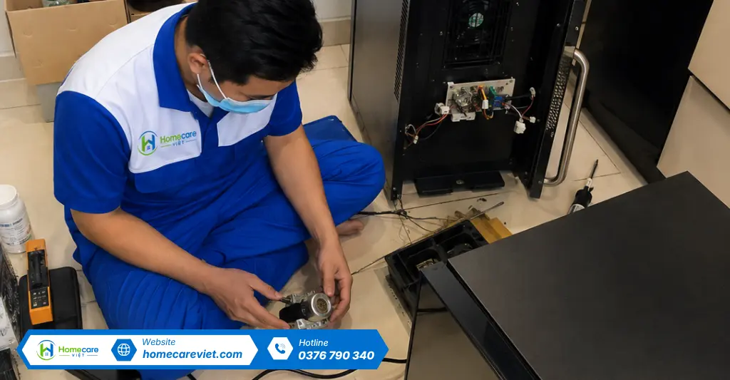 Sửa tủ rượu vang 2 vùng nhiệt lạnh không đều tại Quận 7